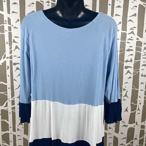 Indigo Soul Gauze Color Blocked 3/4 Sleeve Tunic 2XL - Picture 6 of 8